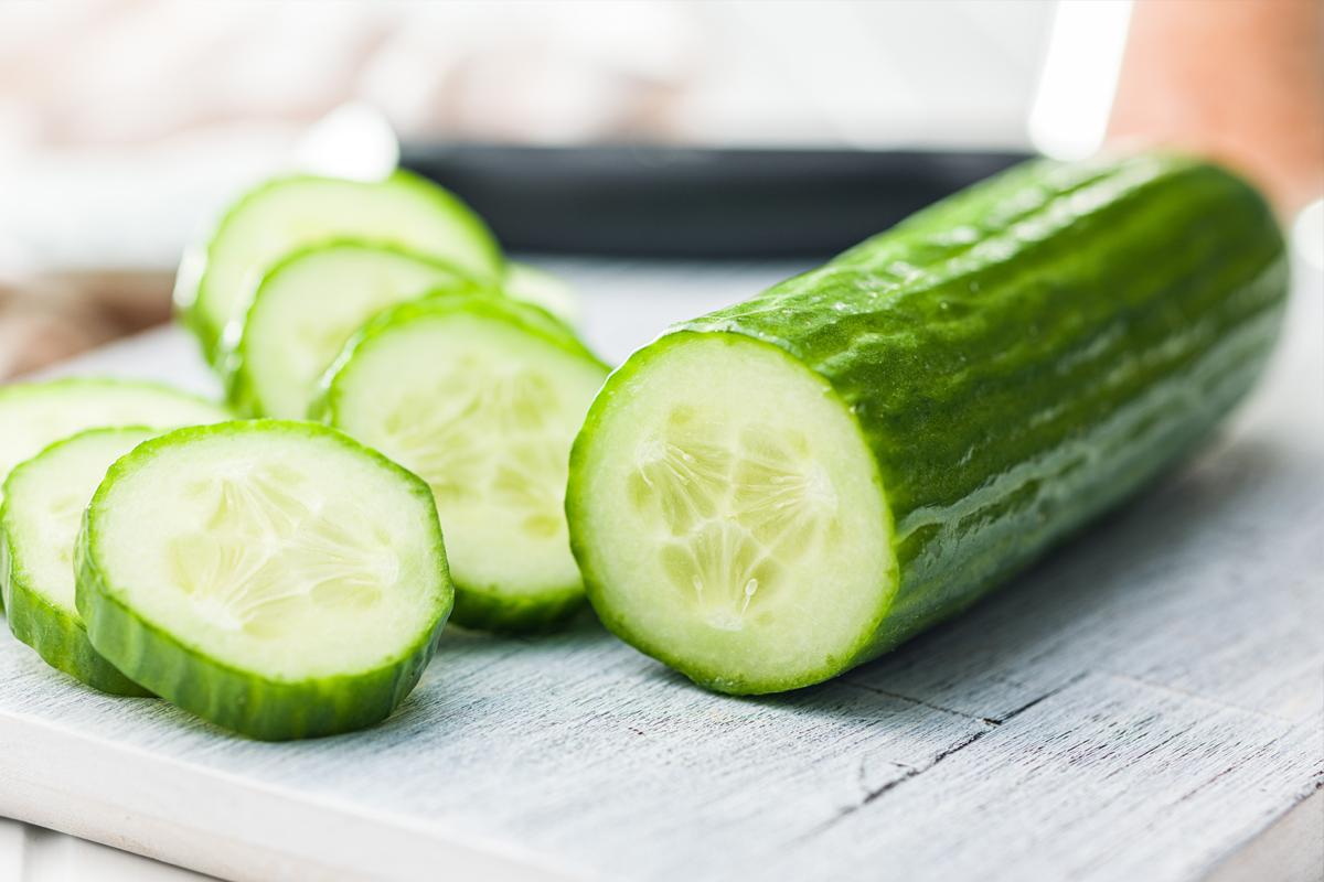 A cucumber sliced into several rounds